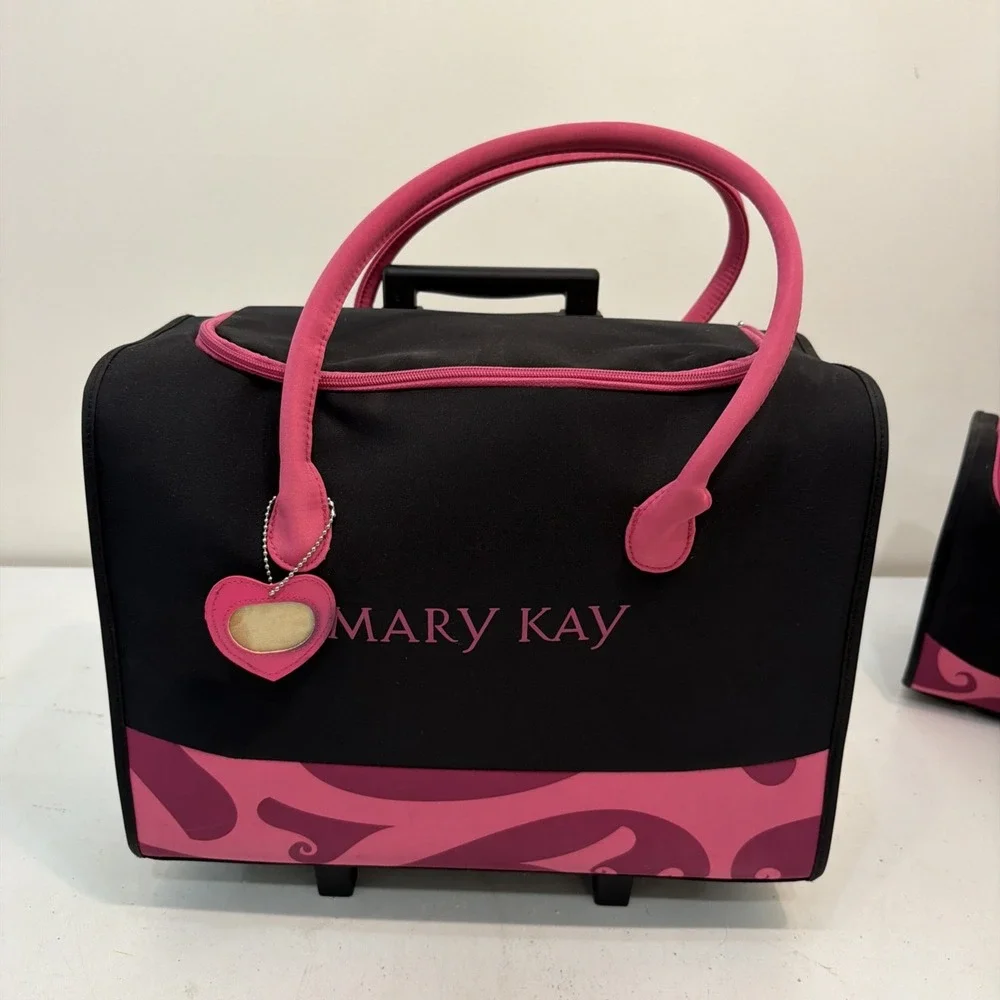 Mary Kay ~  Pink ~ 2-Piece Travel Sales Organizers ~ Wheeled Luggage Cases